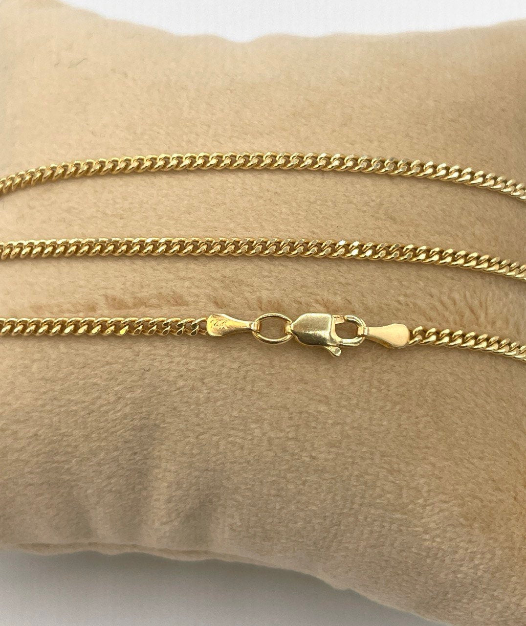 14K Solid Gold Curb Chain Necklace,Real 14K Gold Miami Cuban Link Chain,2mm23.5"to27.75" length 14K Gold Chain for Men/Women, for Him/Her!