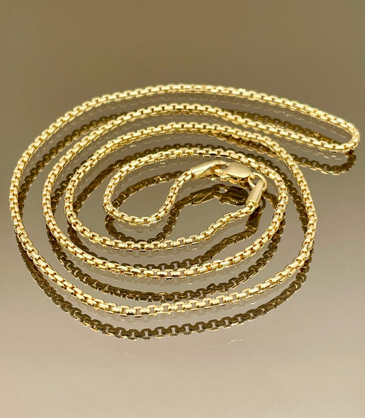 18k Gold Box Chain Necklace,1.5mm(Thick) Real Solid Gold,Timeless Elegance and Luxury Redefined,Gift for Women/Men