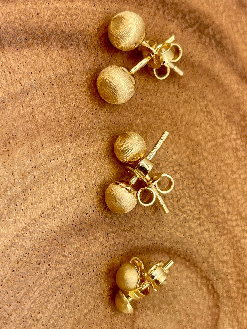 18K Stud Earrings Gold,Real Solid earrings Gold,Matte Ball Stud Earrings,A must-have addition to any jewelry collection,Birthday Gift !