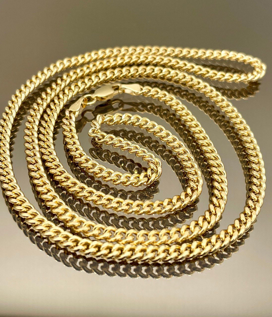 14k SOLID GOLD Curb Chain Necklace,25.5",24",22",4 MM ,Real Gold Chain ,Gold Chain, Ladies Gold Chain, For Him, for Her, Birthday Gift.