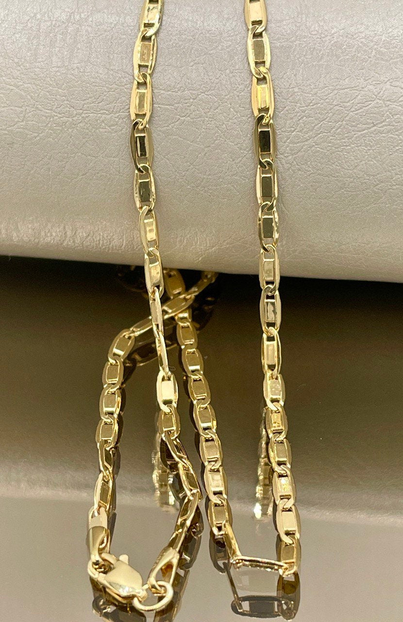 14k Gold ANCHOR CHAIN Necklace,3mm ,Mariner chain Active, 14k Real Gold chain, 14k Gold Mariner necklace ,gift necklace, Christmas Gift