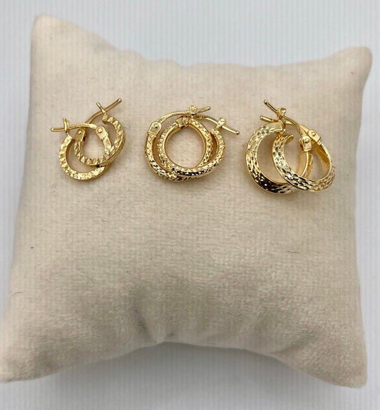 18k Gold Hoop Earrings,Real gold Hoop Earrings,Diamond cut Earrings, gift Earring,for her ,Birthday Gift ,For Mom,anniversary Gift ,for mum.