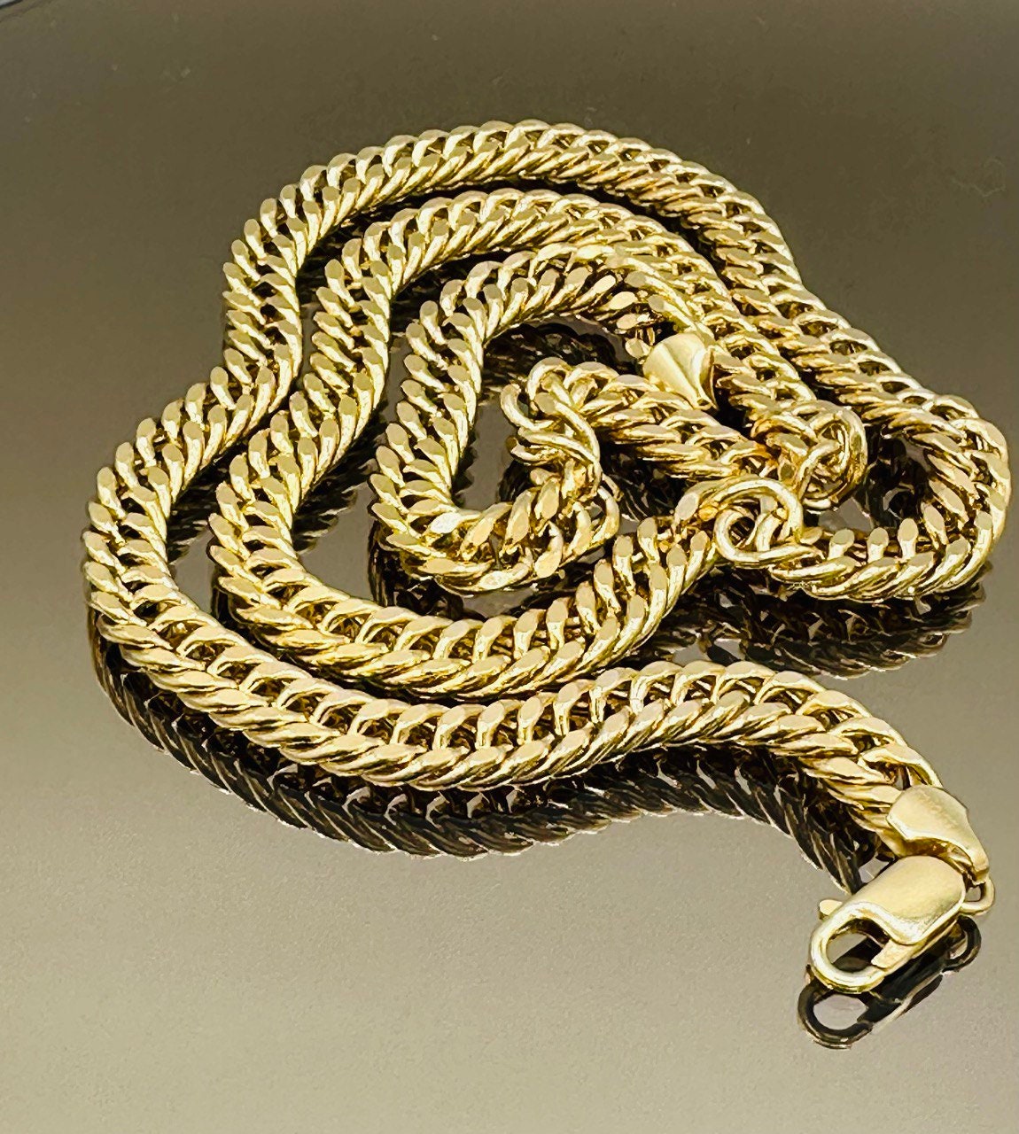 14K Solid Gold Curb Chain Necklace, Solid 14K Real Gold Curb Links Miami Cuban Chain for Men/Women, 7mm-thick Solid Gold Chain for Him/Her!