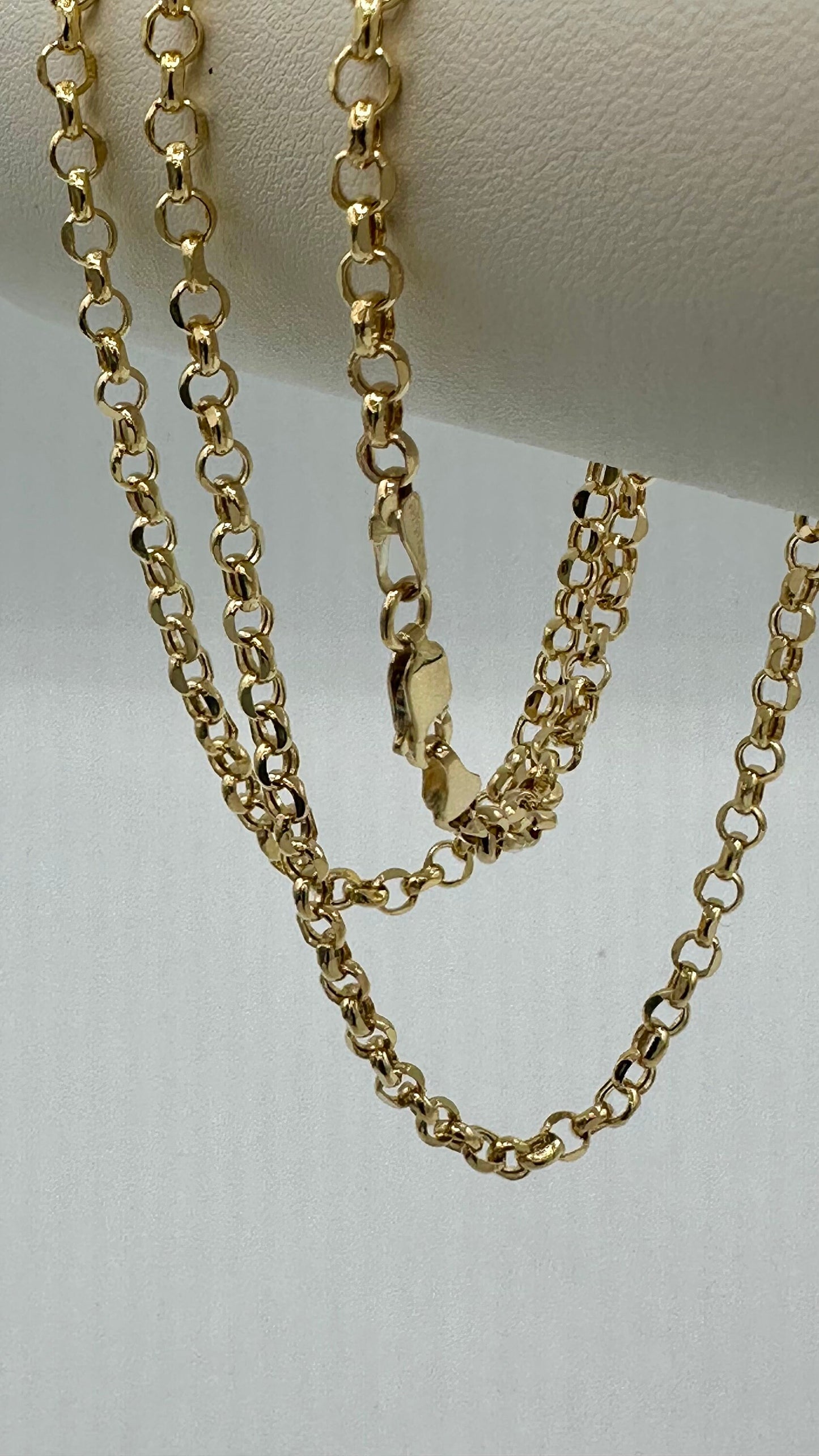 14K Solid Gold Rolo Chain Necklace, Real 14Krt Rolo Link Gold Chain, Rolo Diamond-cut Chain For Men & Women, 4mm width Rolo Chain Necklace!
