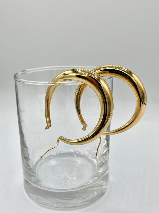 18k Gold Hoop Earrings Extravaganza: Unveiling Extra Chunky Hoop Earrings - Elevate Your Style with Bold Sophistication,Real Gold Women/Girl