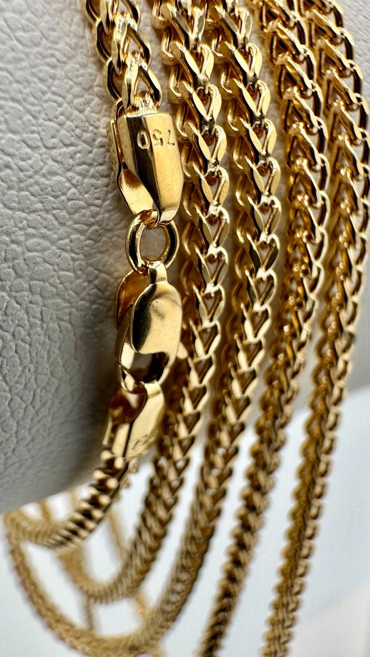 18k Real Gold Franco Chain,2 MM,foxtail necklace,Franco foxtail chain,Trending gold chain,Anniversary Gift,Birthday Gift ,For Her, For Him