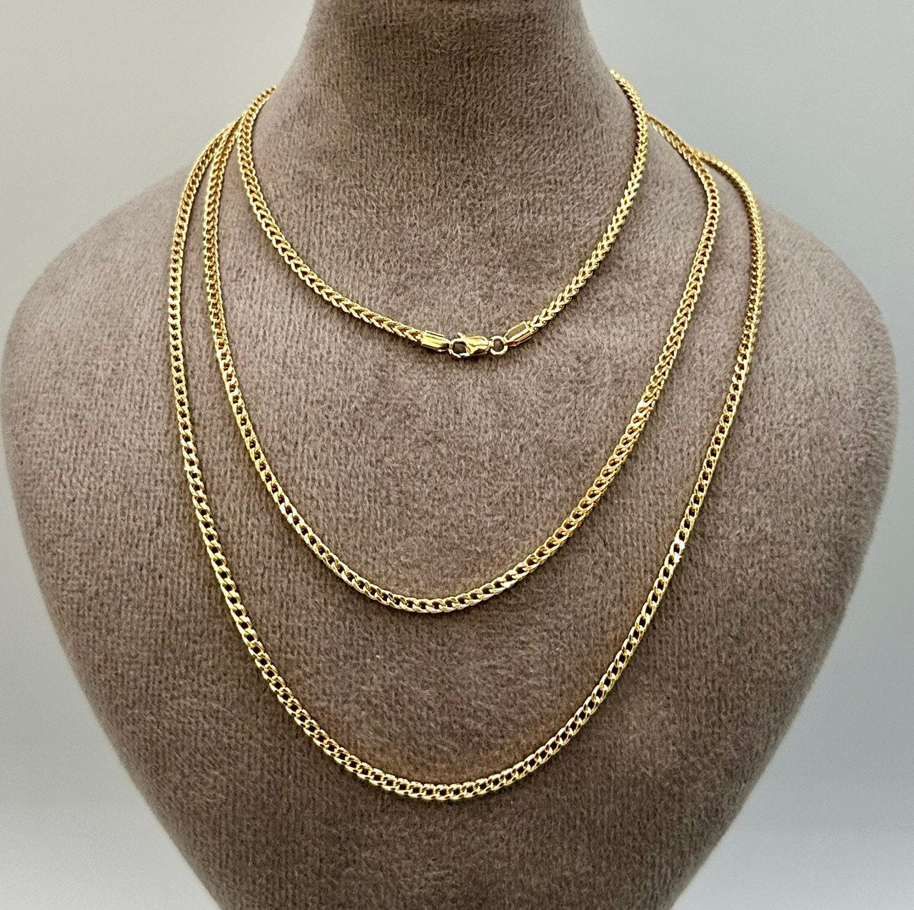 18k Real Gold Franco Chain,2 MM,foxtail necklace,Franco foxtail chain,Trending gold chain,Anniversary Gift,Birthday Gift ,For Her, For Him