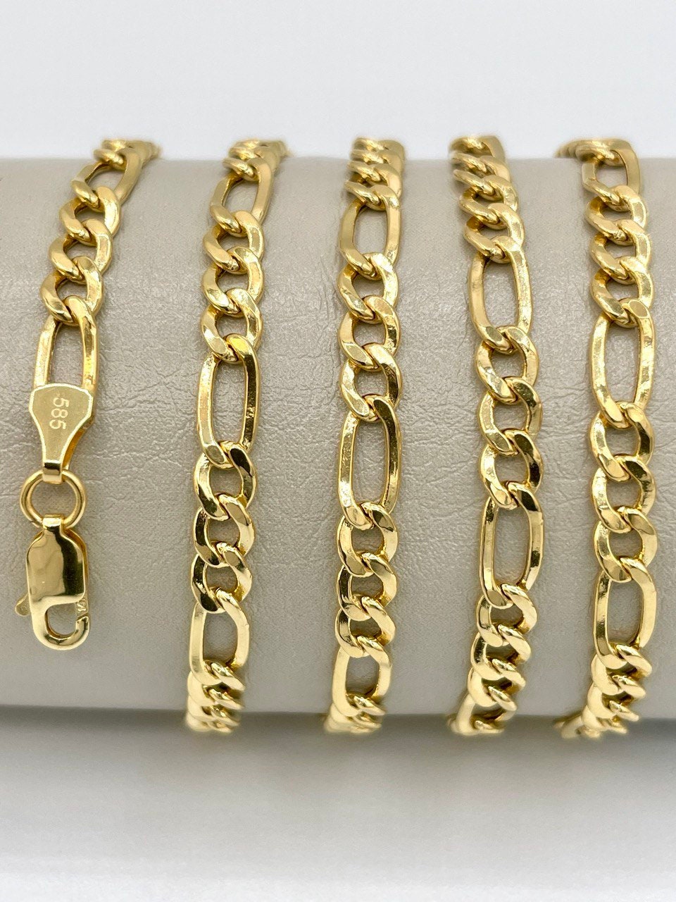 14K Solid Gold Figaro Chain Necklace, Genuine 14K Gold Figaro Link Chain,4.5mm Width, Real Gold 14K Chain for Men & Women, Birthday Gift!
