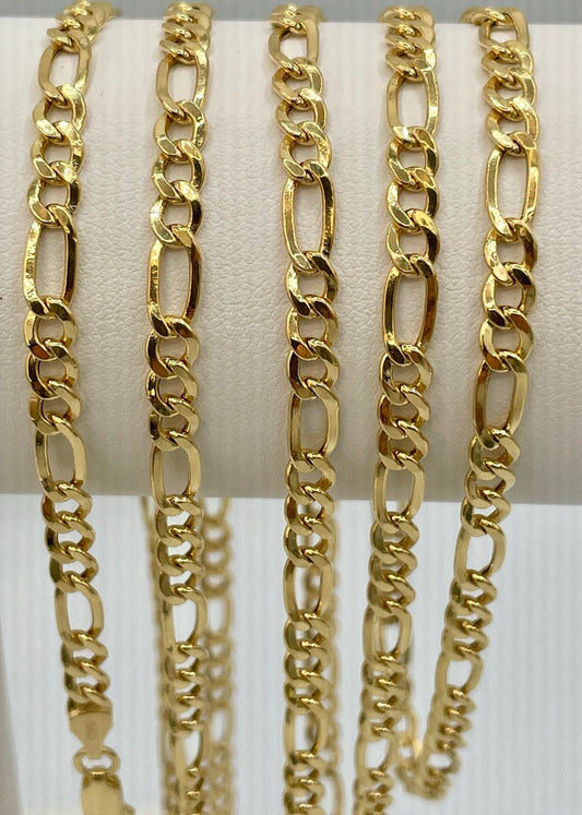 14K Solid Gold Figaro Chain Necklace, Genuine 14K Gold Figaro Link Chain,4.5mm Width, Real Gold 14K Chain for Men & Women, Birthday Gift!