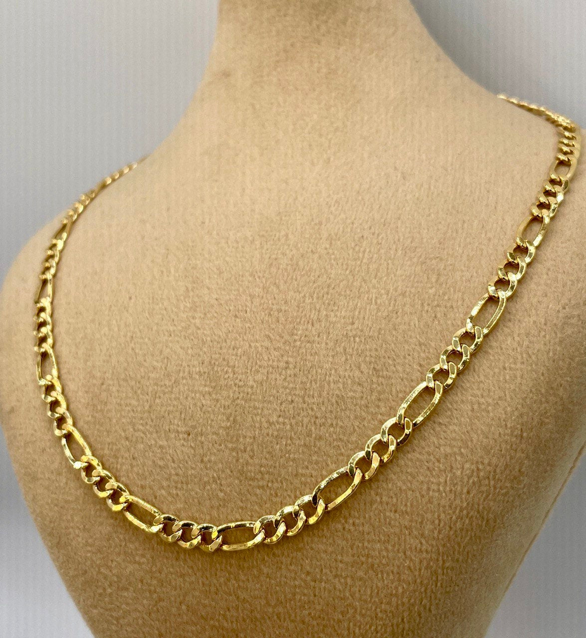 14K Solid Gold Figaro Chain Necklace, Genuine 14K Gold Figaro Link Chain,4.5mm Width, Real Gold 14K Chain for Men & Women, Birthday Gift!