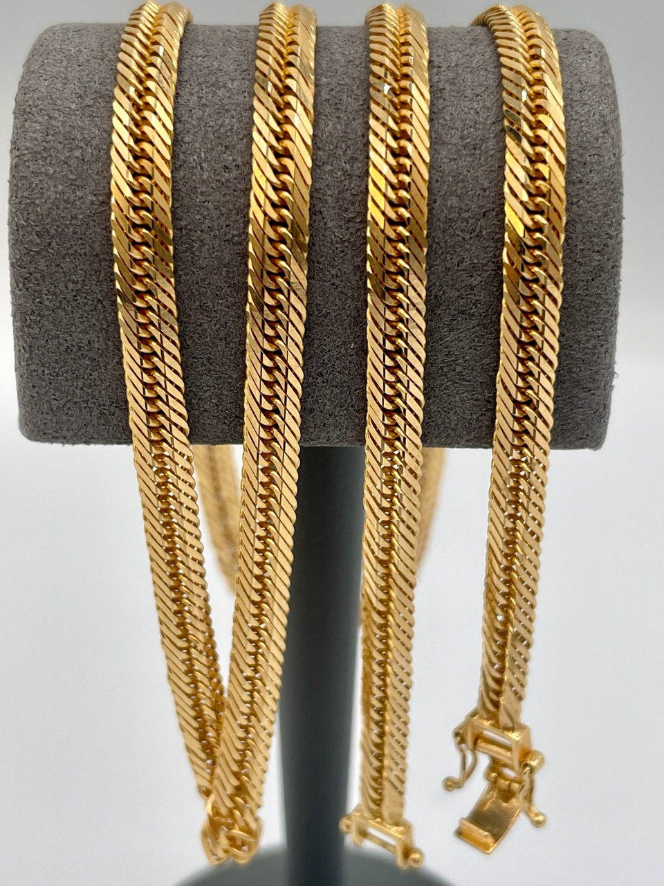 18K Solid Gold Curb Chain Necklace,Solid 18K Real Gold Curb Links Miami Cuban Chain,Diamond Cut, 4mm-thick Solid Gold Chain for Him/Her!
