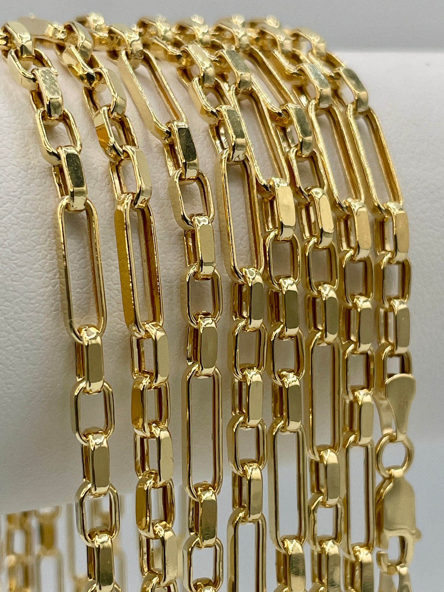 14K Solid Gold Cable Chain Necklace, Real 14K Gold Cable Links Diamond-cut, 3.5mm Thick 20"- 24" Lengths Gold Chain, Gift for Men/Women!