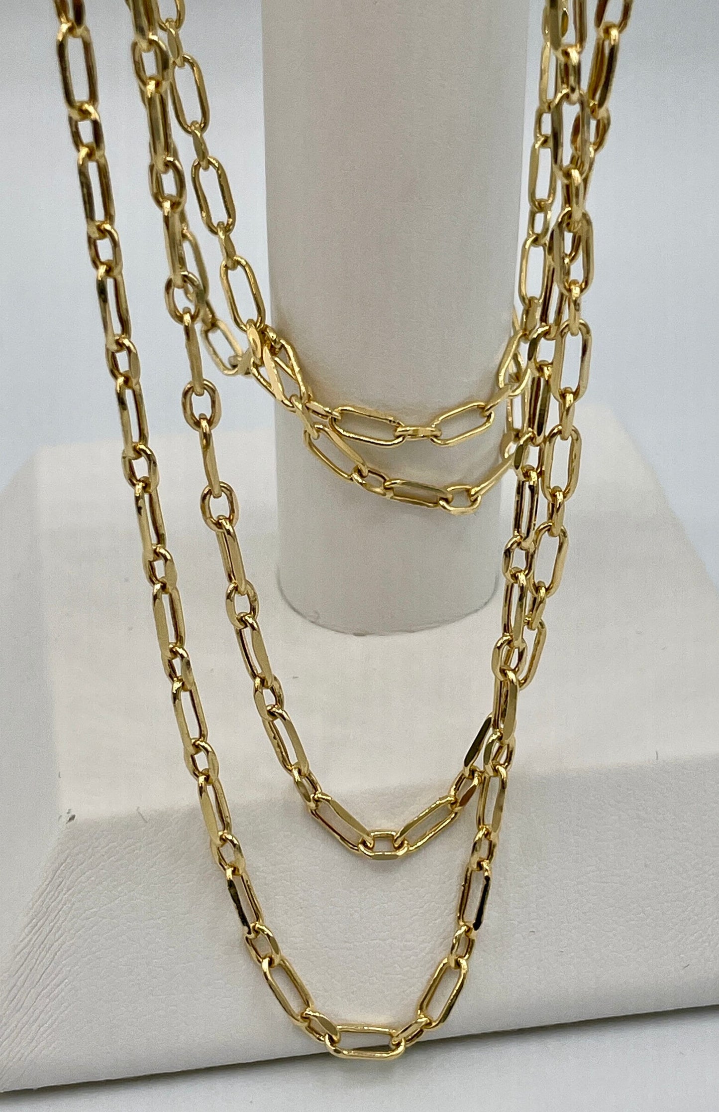 14K Solid Gold Cable Chain Necklace, Real 14K Gold Cable Link Diamond-cut Chain, 3MM Thick, Real 14K Gold Trending Chain for Men & Women!