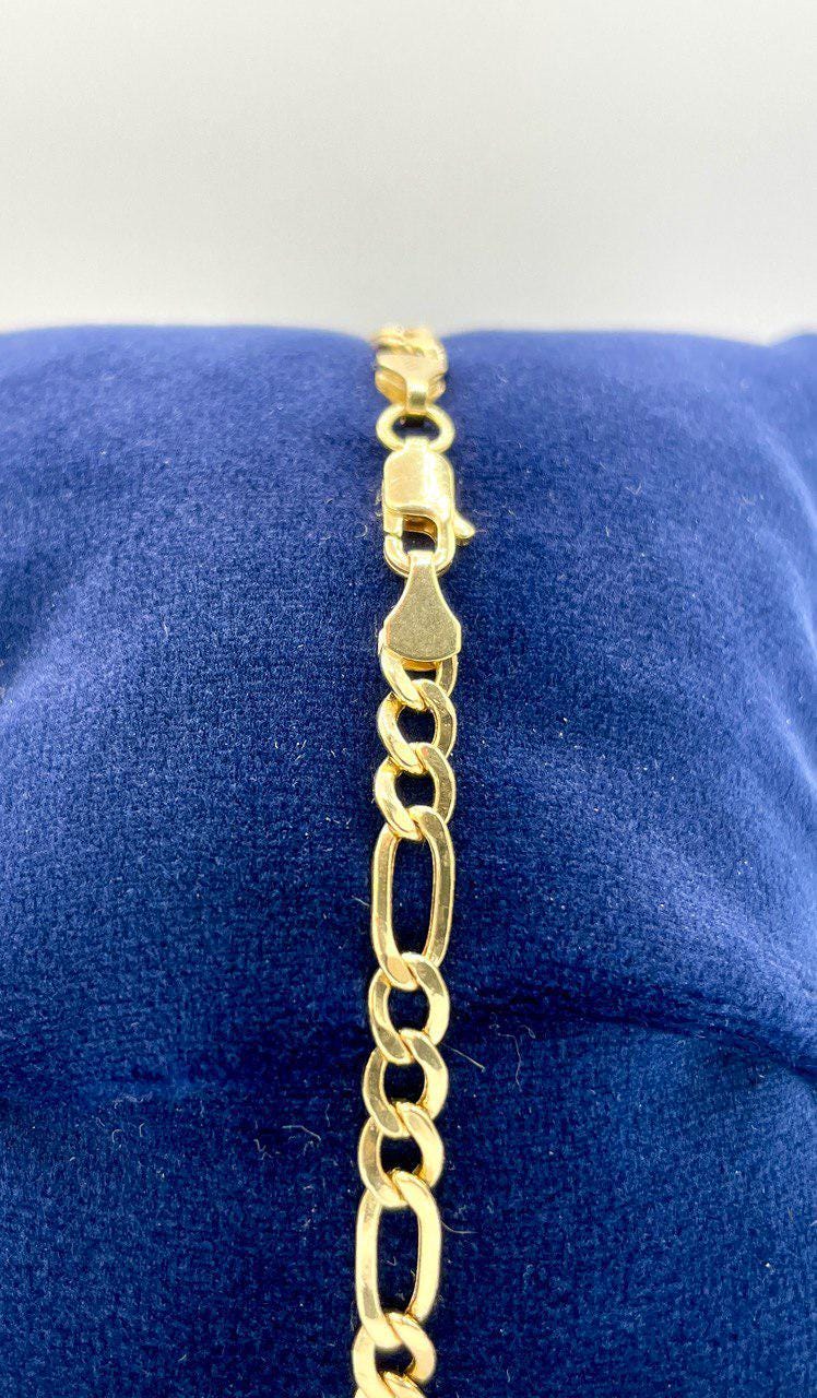Solid 14K Gold Figaro Bracelet,Yellow 14K Gold Figaro Links Bracelet,4.5MM Thick Real Gold Figaro Bracelet for Men/Women, Gifts for Him/Her!