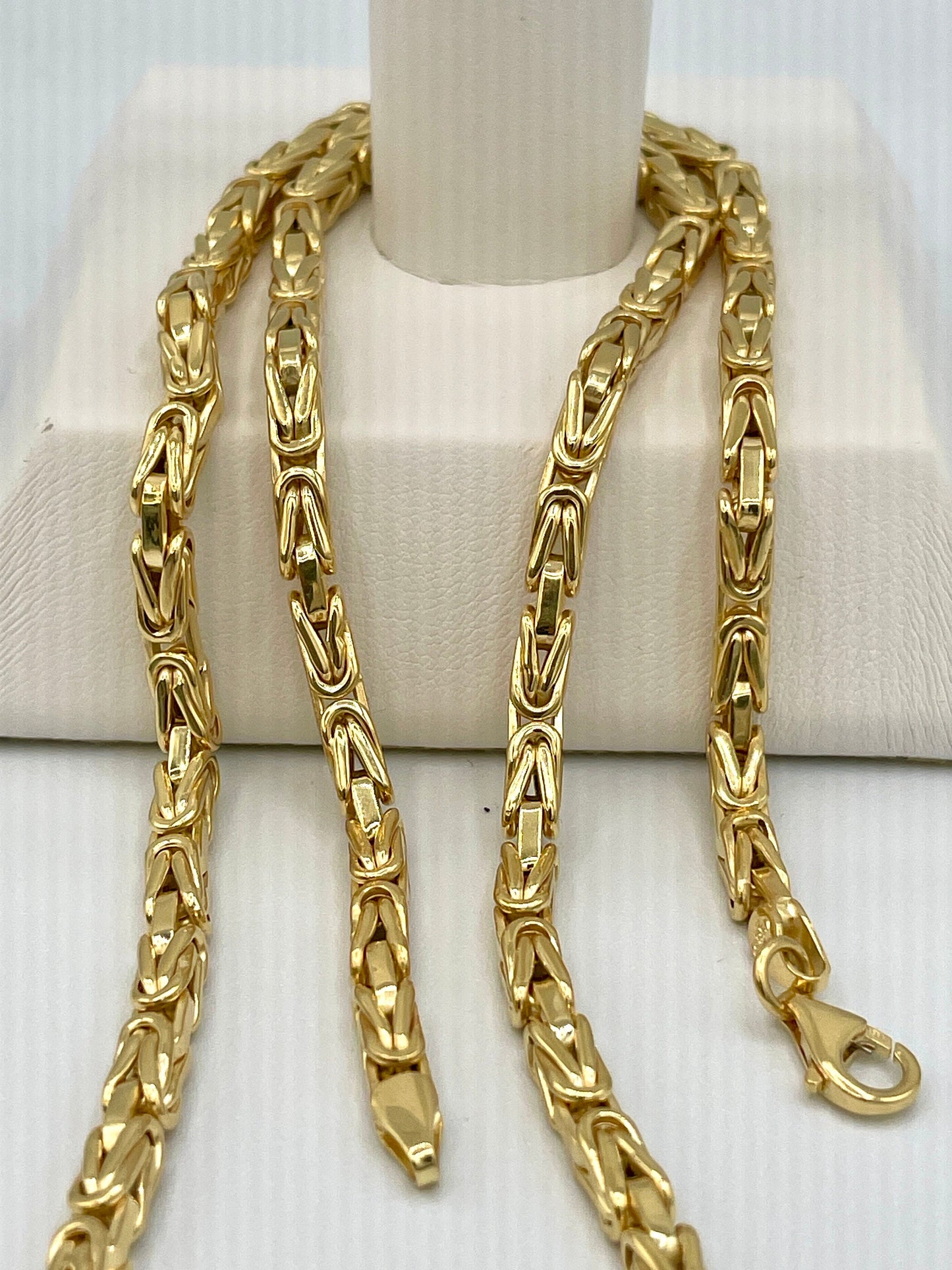 14K Yellow Solid Gold Byzantine Chain Necklace/ 14K Pure Gold Byzantine 4mm, 20"- 22" 24" 26" Lengths/ Real Gold Chain for Men & Women!