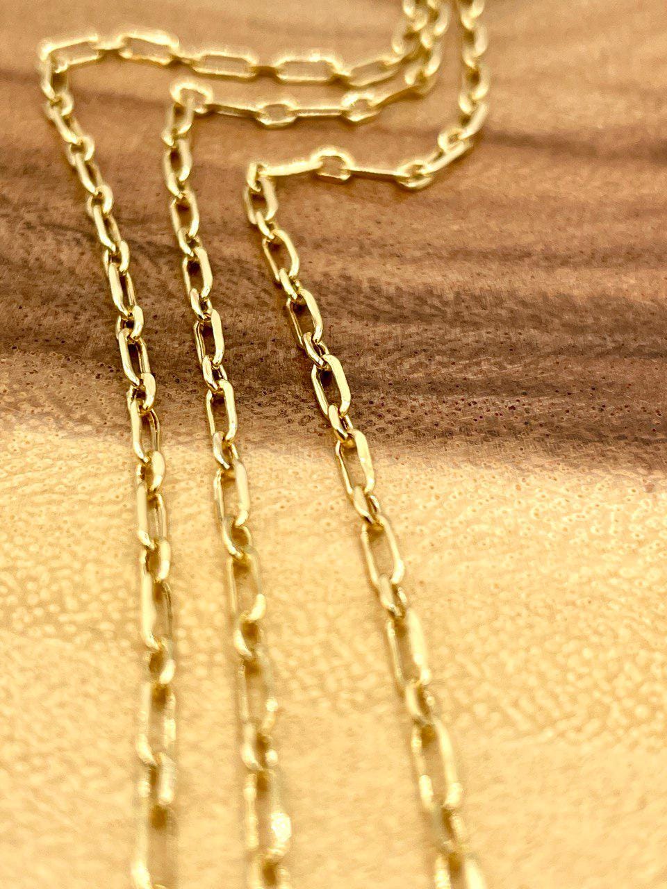 14K Solid Gold Paperclip Bracelet Chain, Real 14K Yellow Gold Paperclip Link Bracelet, 2.2MM, Gold Bracelet For Men & Women, Birthday Gift!
