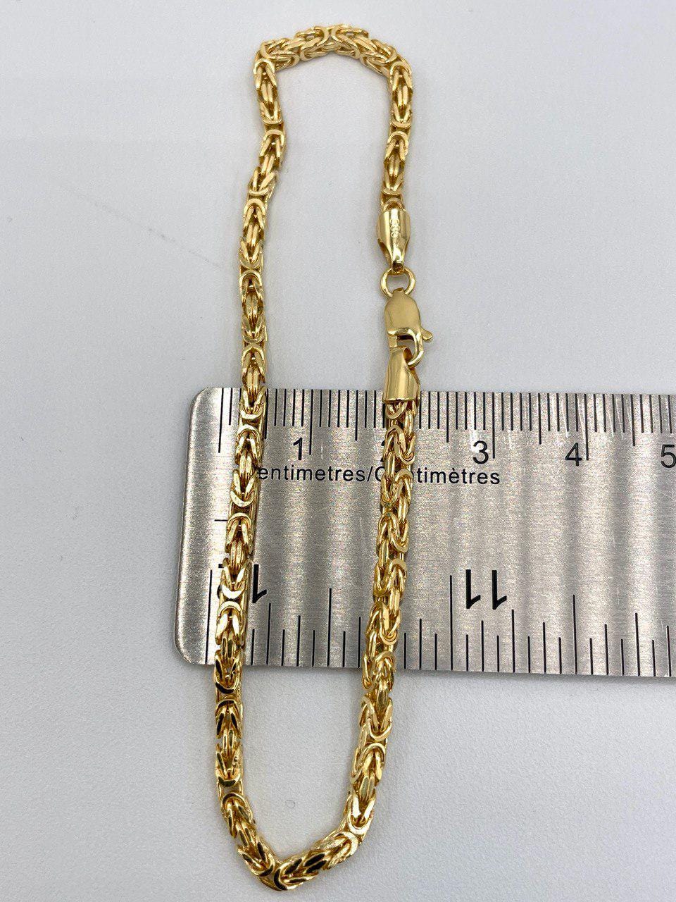 14K Yellow Solid Gold Byzantine Bracelet Chain, 14K Pure Gold Byzantine 2.5mm thick, 8.5" lengths, 14K Real Gold Bracelet for Men/Women!