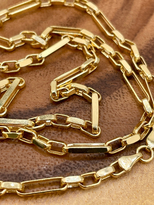 14K Solid Gold Cable Chain Necklace, Real 14K Gold Cable Links Diamond-cut, 3.5mm Thick 20"- 24" Lengths Gold Chain, Gift for Men/Women!