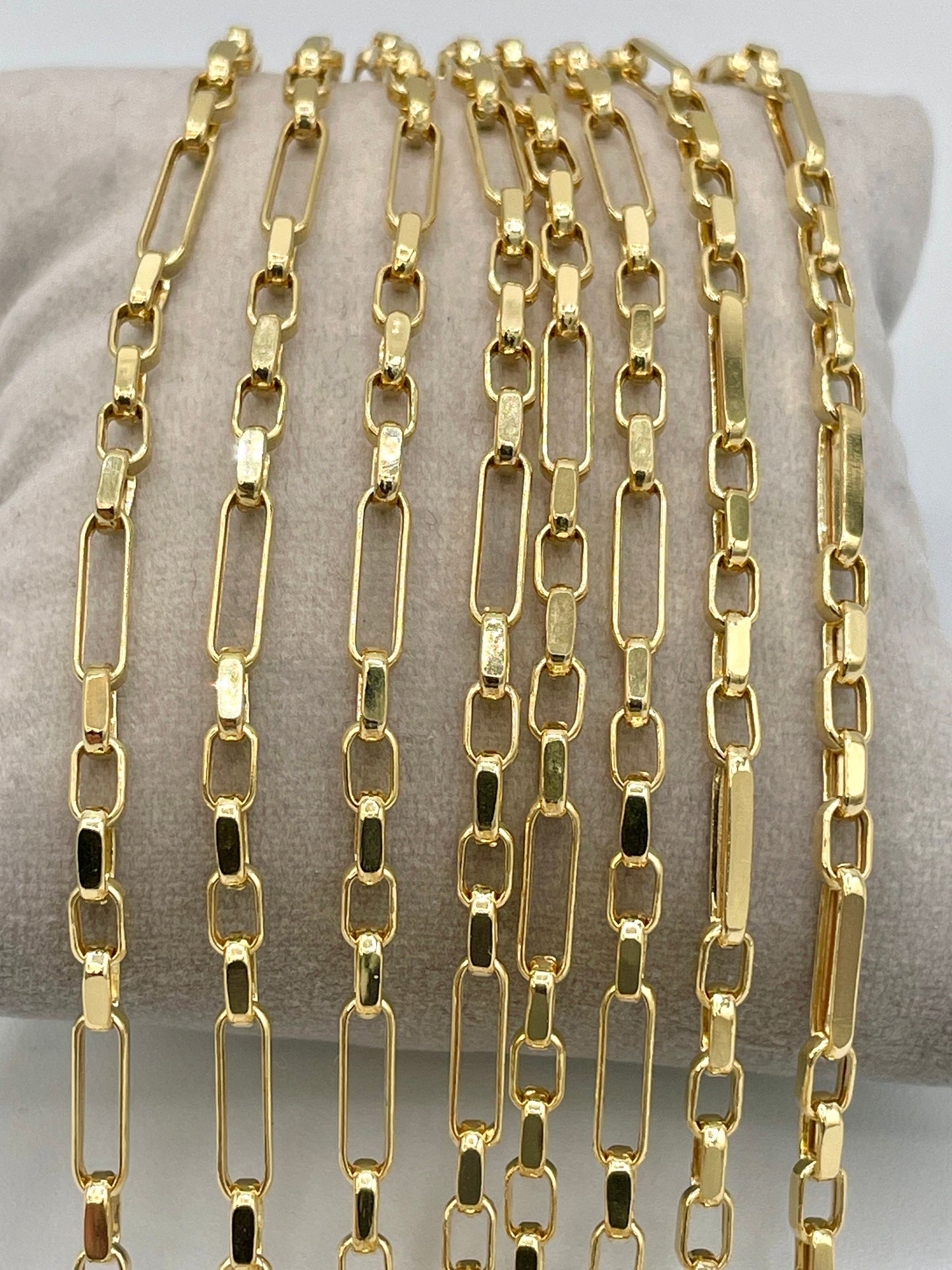 14K Solid Gold Cable Chain Necklace, Real 14K Gold Cable Links Diamond-cut, 3.5mm Thick 20"- 24" Lengths Gold Chain, Gift for Men/Women!