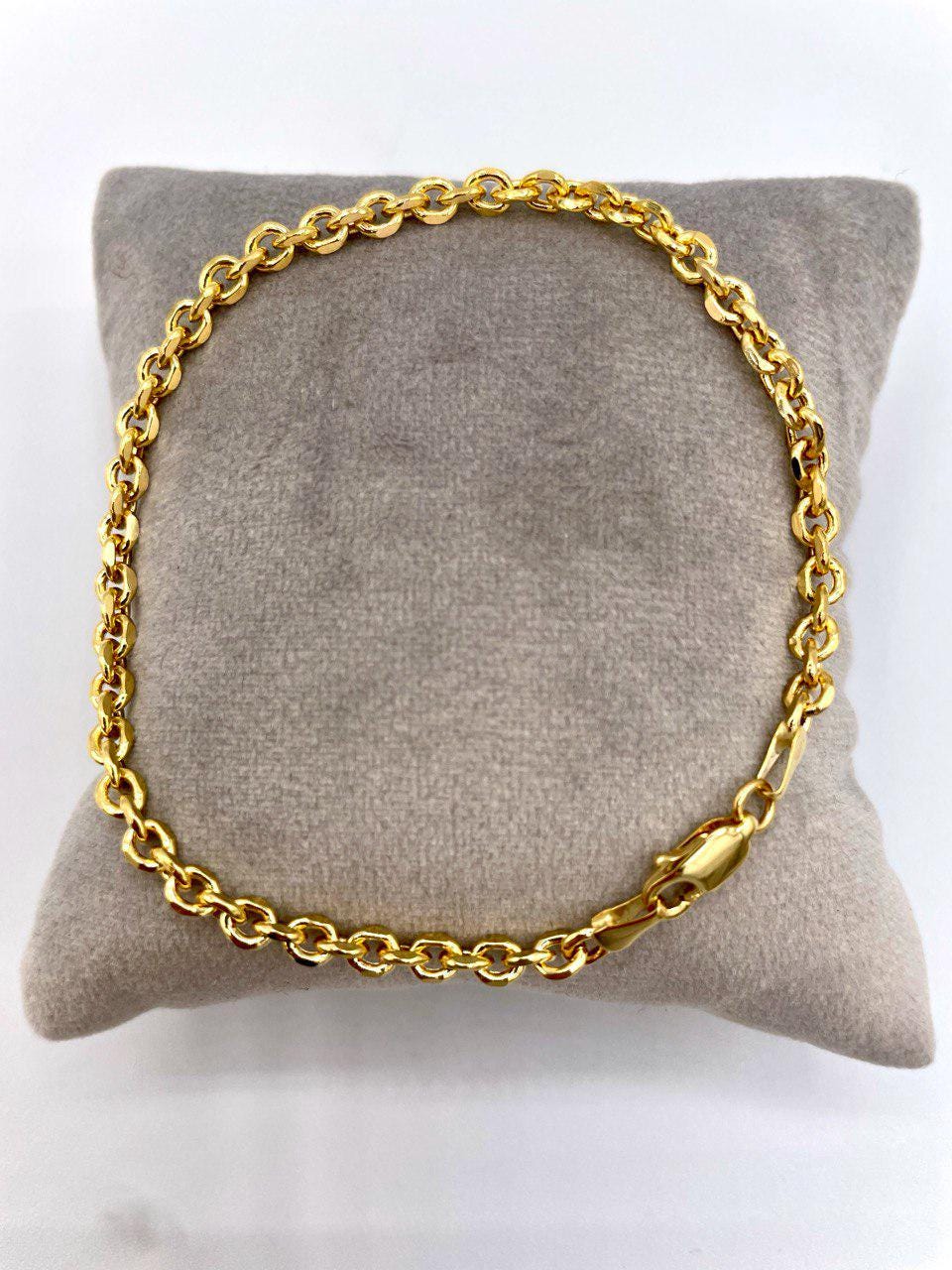 14K Solid Gold Rolo Bracelet, Real 14K Gold Rolo Chain Bracelet,Yellow Gold Bracelet for Men/Women,14K Gold Bracelet 4mm 4.5mm - 7.5", Gift!