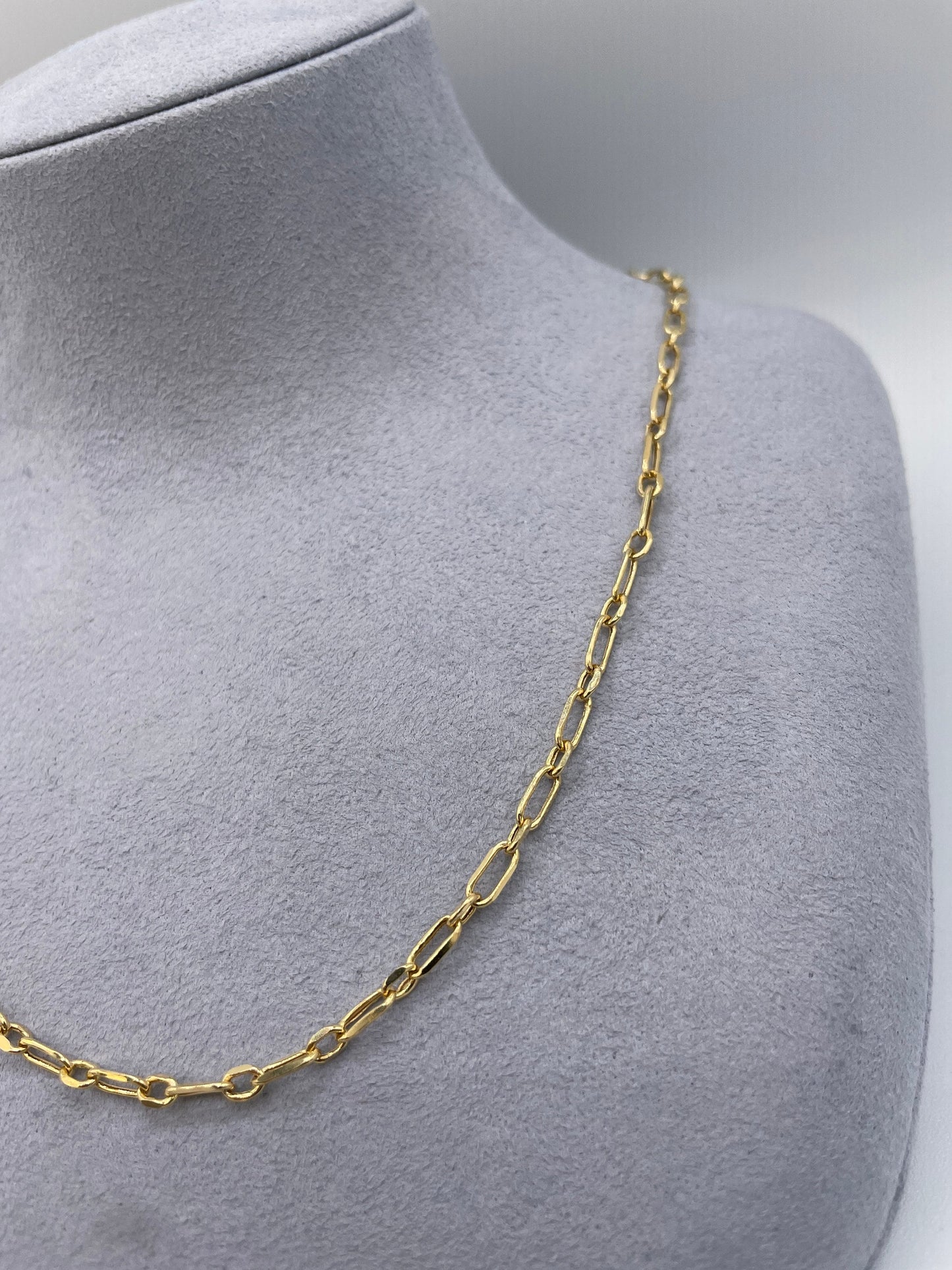 14K Solid Gold Cable Chain Necklace, Real 14K Gold Cable Link Diamond-cut Chain, 3MM Thick, Real 14K Gold Trending Chain for Men & Women!