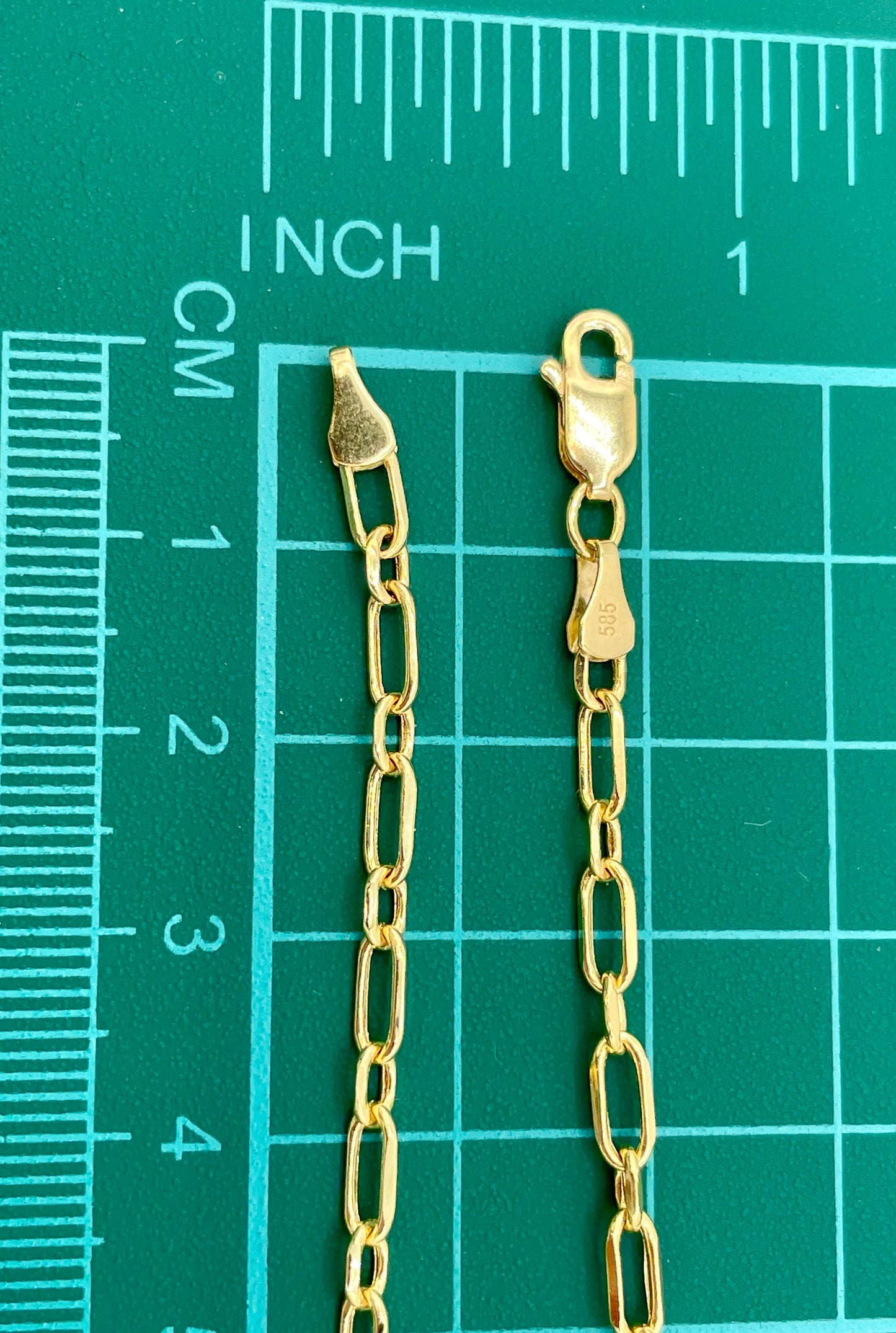 14K Solid Gold Cable Bracelet Chain, Real 14K Diamond-cut Gold Cable Link Bracelet, 3mm Thick 7.5" Lengths Cable Bracelet for Men/Women!