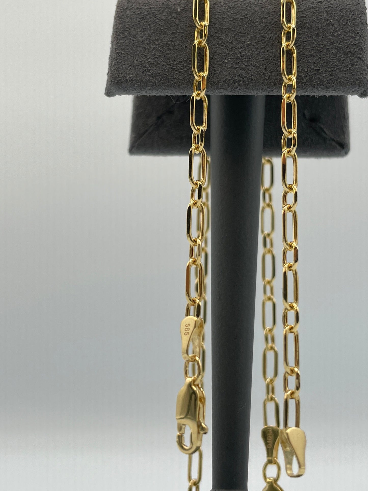 14K Solid Gold Cable Bracelet Chain, Real 14K Diamond-cut Gold Cable Link Bracelet, 3mm Thick 7.5" Lengths Cable Bracelet for Men/Women!