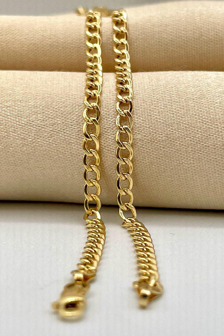 14K Solid Gold Curb Cuban Bracelet Chain, Real 14K Yellow Gold Bracelet, 3.2mm wide_7.5" Curb Links Bracelet for Men & Women, Birthday Gift!