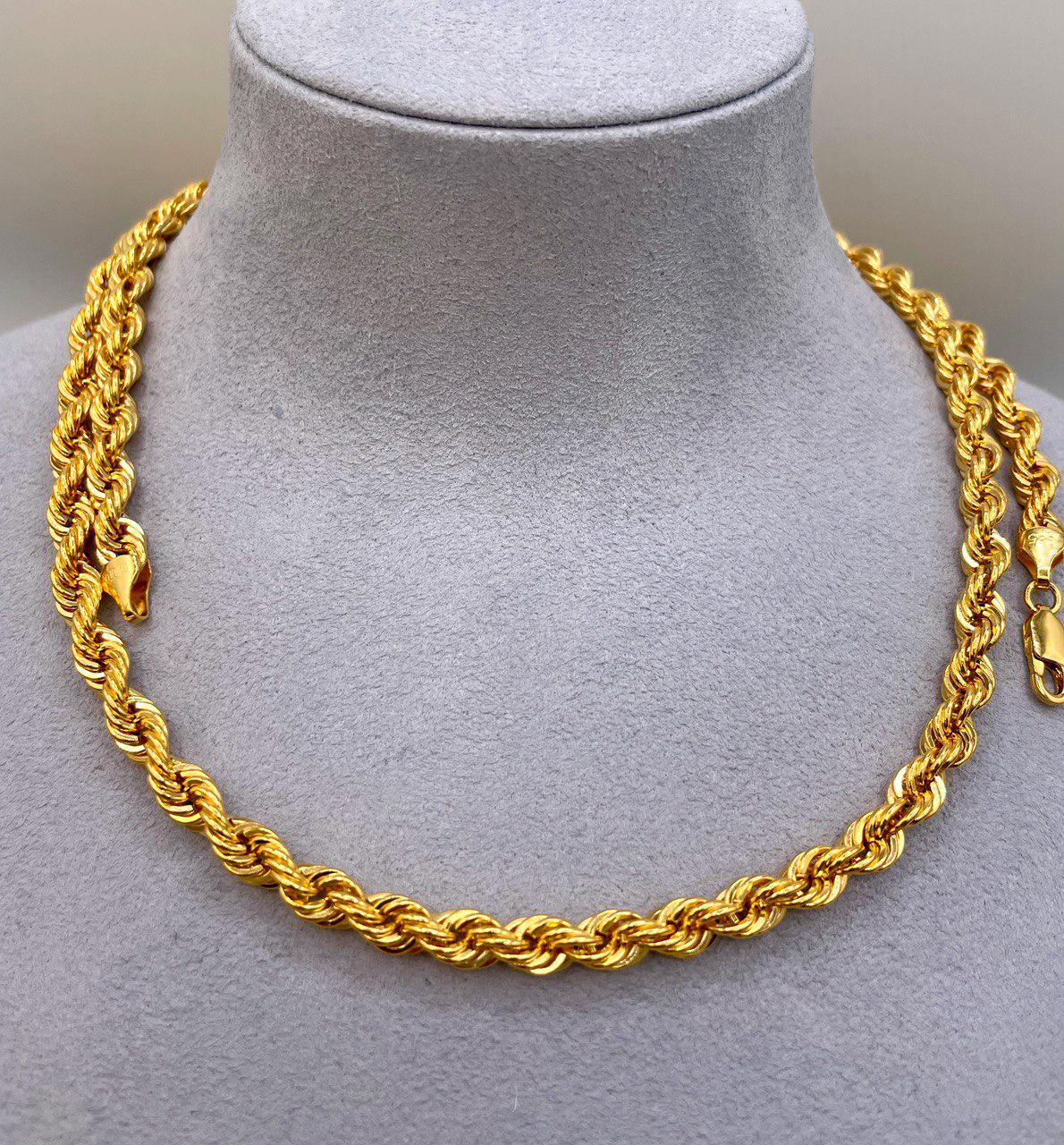 14K Solid Gold Rope Chain Necklace,Pure 14K Gold Rope Chain,5.5MM_25.5"-27.5",Real 14 Karat Yellow Gold Chain for Men & Women,Birthday Gift!