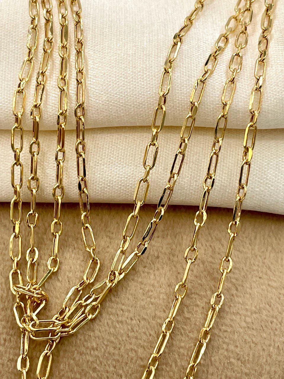 14K Solid Gold Cable Chain Necklace, Real 14K Gold Cable Link Diamond-cut Chain, 2.10MM Thick, Real 14K Gold Trending Chain for Men & Women!