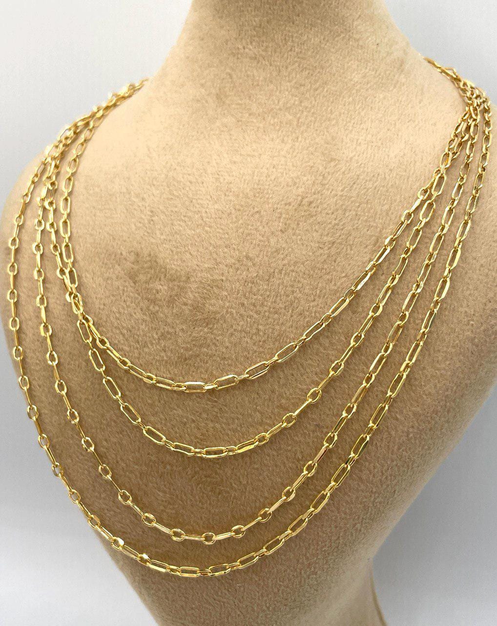 14K Solid Gold Cable Chain Necklace, Real 14K Gold Cable Link Diamond-cut Chain, 2.10MM Thick, Real 14K Gold Trending Chain for Men & Women!