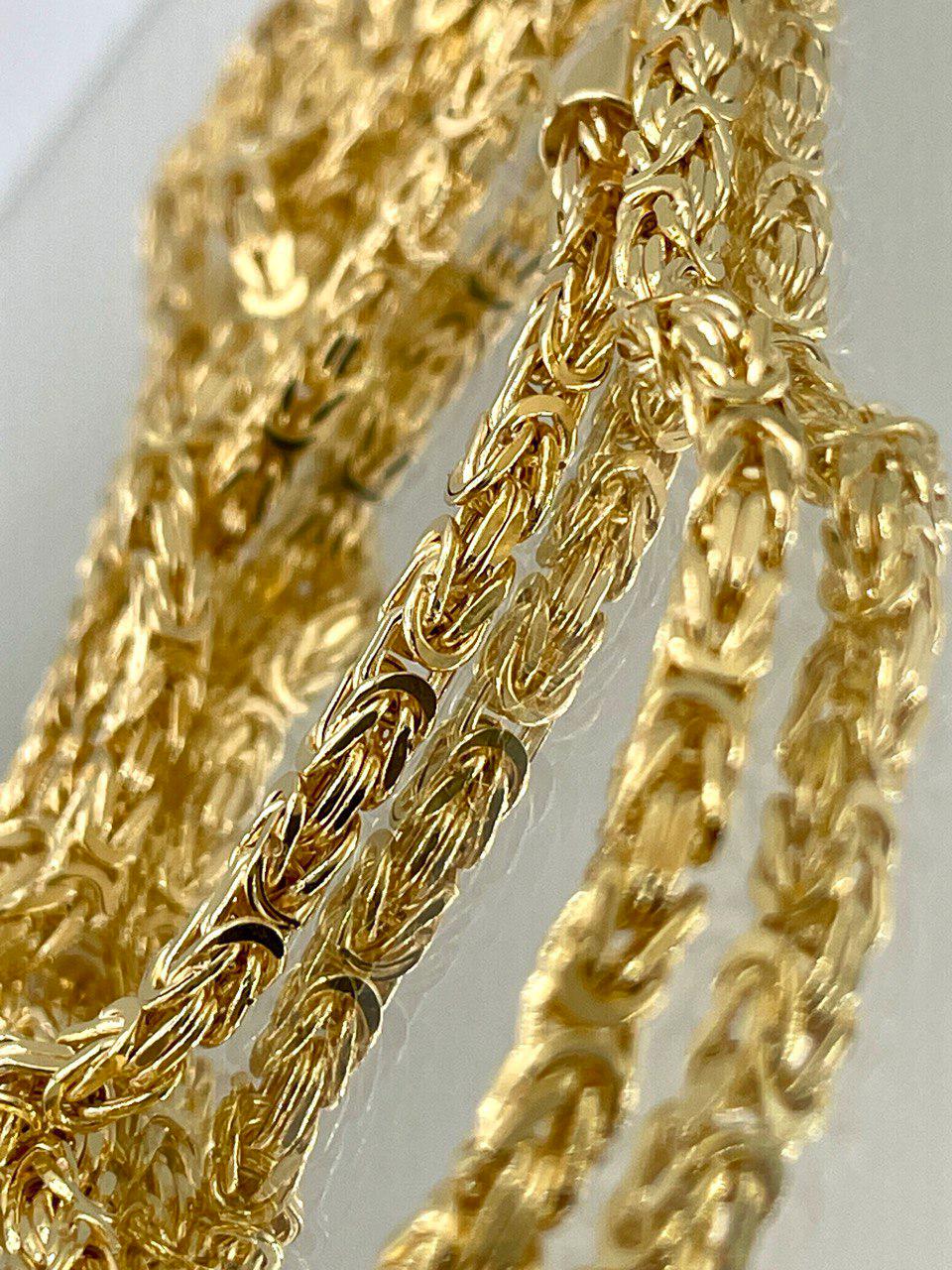 14K Solid Gold Byzantine Chain Necklace, 3mm - 24" 26" 14K Solid Gold Links Byzantine Necklace, Real 14K Yellow Gold Luxury Chain Necklace!