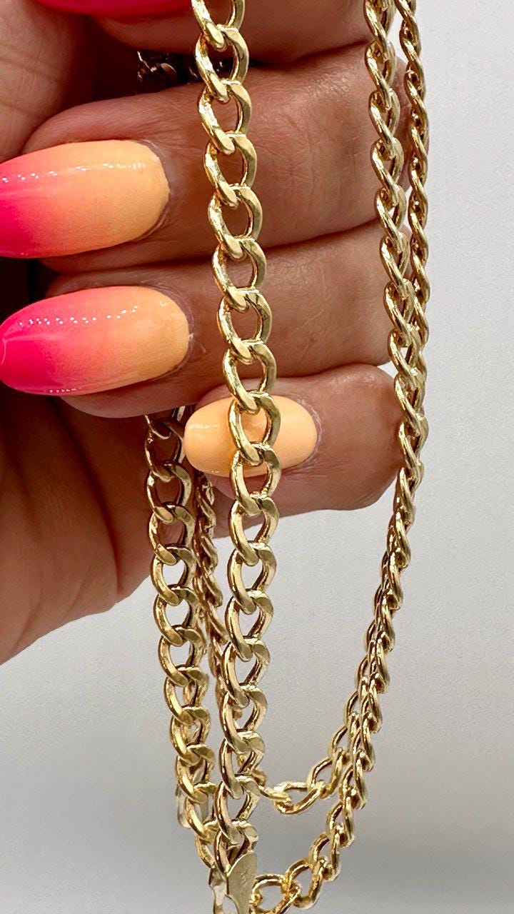 14K Solid Gold Miami Cuban Chain Necklace, Curb Cuban Links Chain, Real 14K Gold Chain for Men/Women, 5mm _ 19.75"- 25.5", 14K Gold Chain!