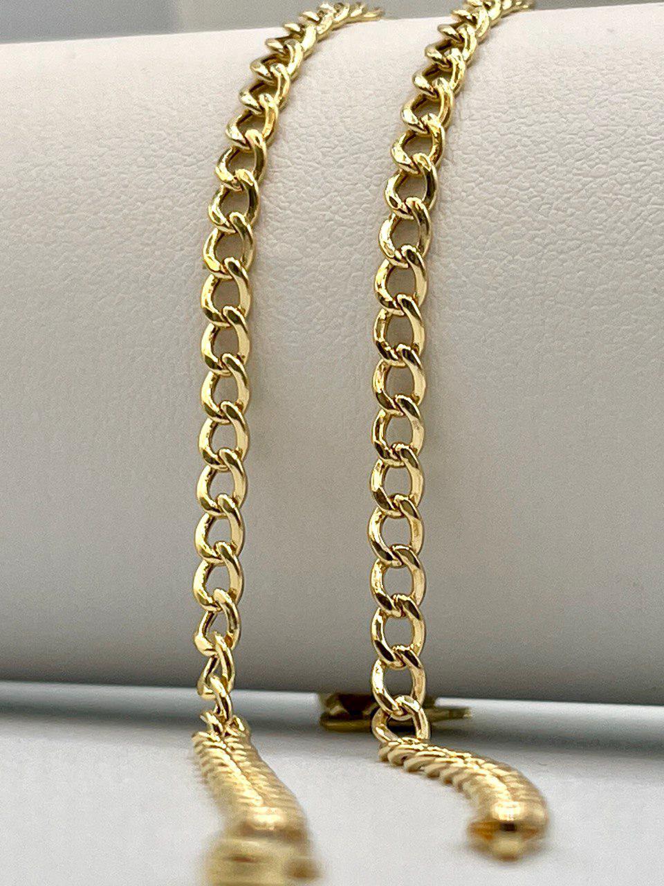 14K Solid Gold Curb Cuban Bracelet Chain, Real 14K Yellow Gold Bracelet, 3.2mm wide_7.5" Curb Links Bracelet for Men & Women, Birthday Gift!
