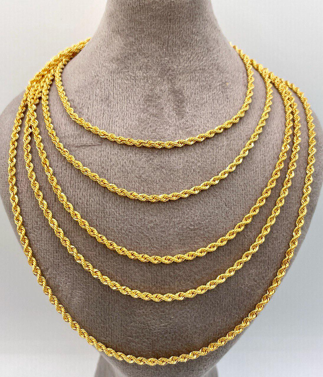 14K Solid Gold Rope Chain Necklace, Pure 14K Gold Rope Chain,3MM_23.5"- 27.5",Real 14 Karat Yellow Gold Chain for Men & Women,Birthday Gift!