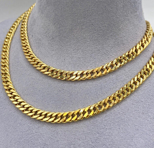 14K Solid Gold Curb Chain Necklace – Real Gold 6mm Miami Cuban Link – Unisex Heavy Gold Chain for Men & Women – Luxury 14K Gold Jewelry