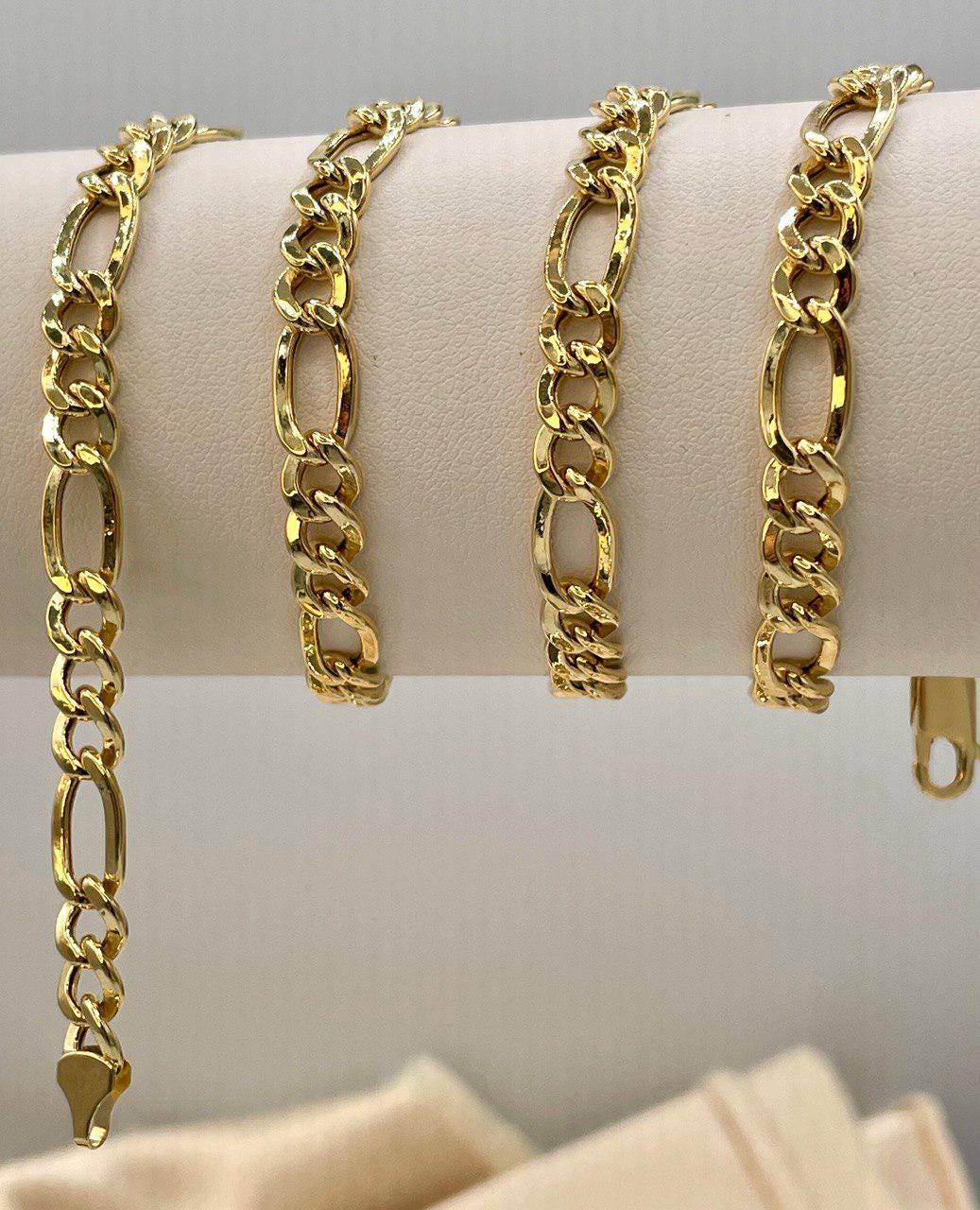 14K Gold Figaro Chain Necklace, Solid 14K Gold Figaro Chain for Men/Women, Gold Figaro Link Chain for Him/Her, 6mm thick, Birthday Gift!