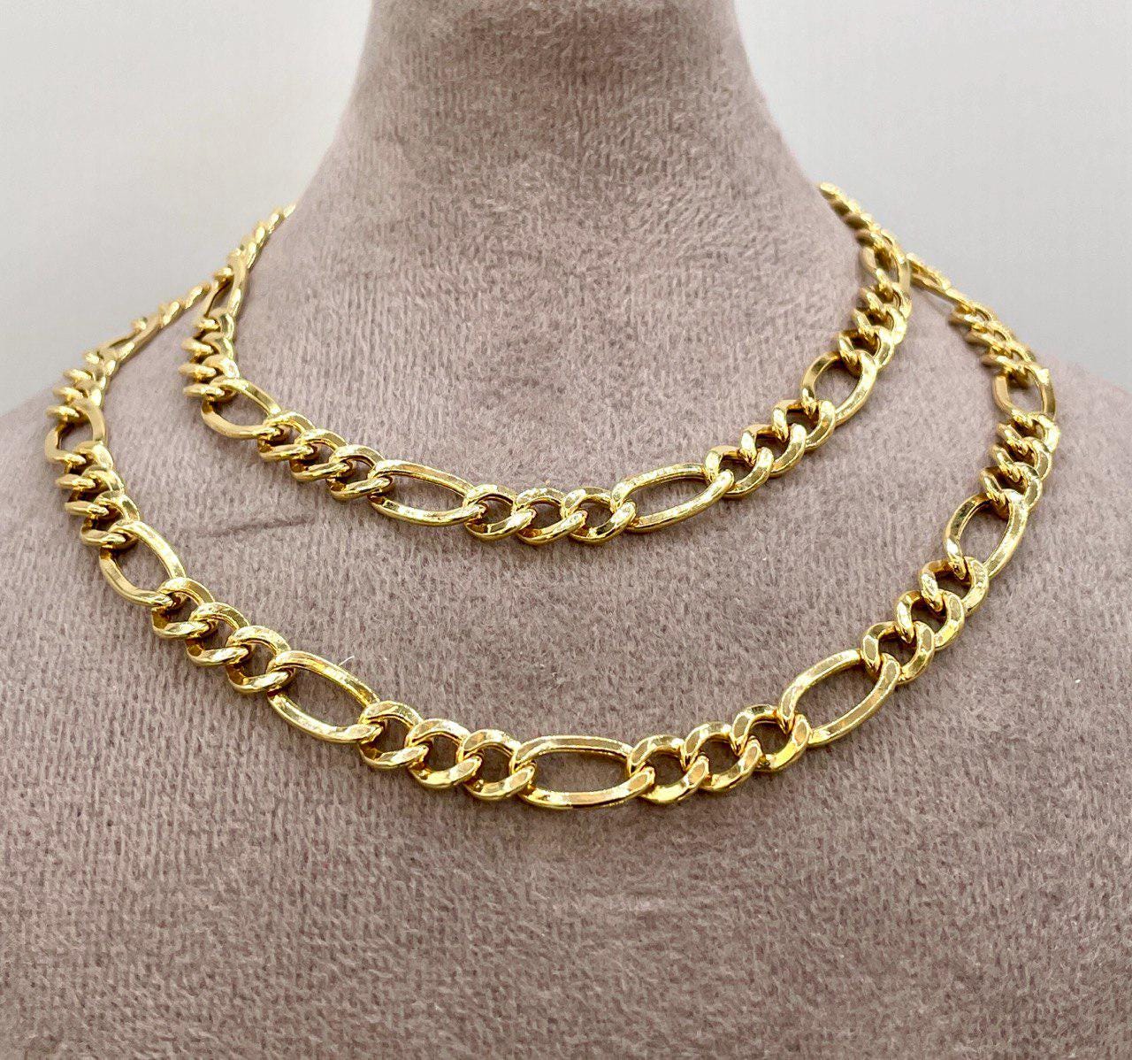 14K Gold Figaro Chain Necklace, Solid 14K Gold Figaro Chain for Men/Women, Gold Figaro Link Chain for Him/Her, 6mm thick, Birthday Gift!