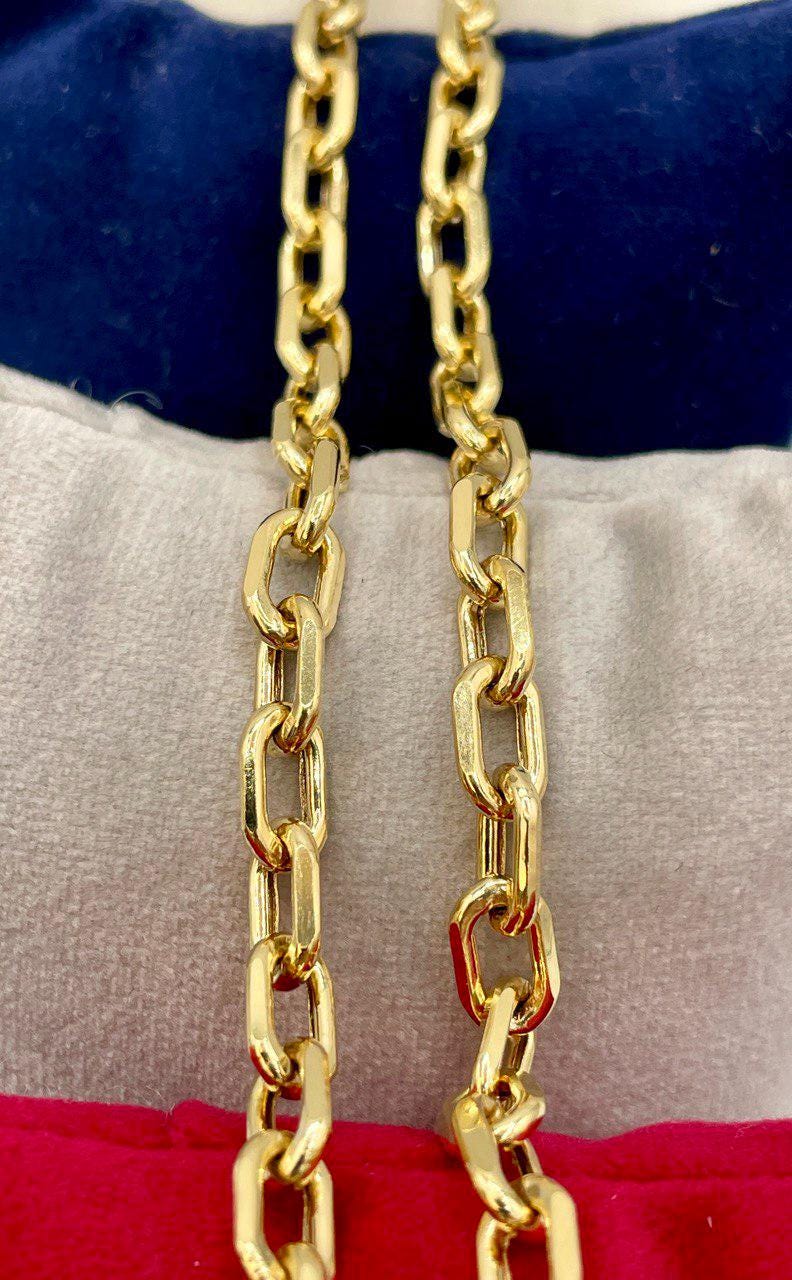 14K Solid Gold Cable Chain Necklace, Real 14K Gold Cable Link Diamond-cut Chain, 6MM Thick, Real 14K Gold Trending Chain for Men & Women!