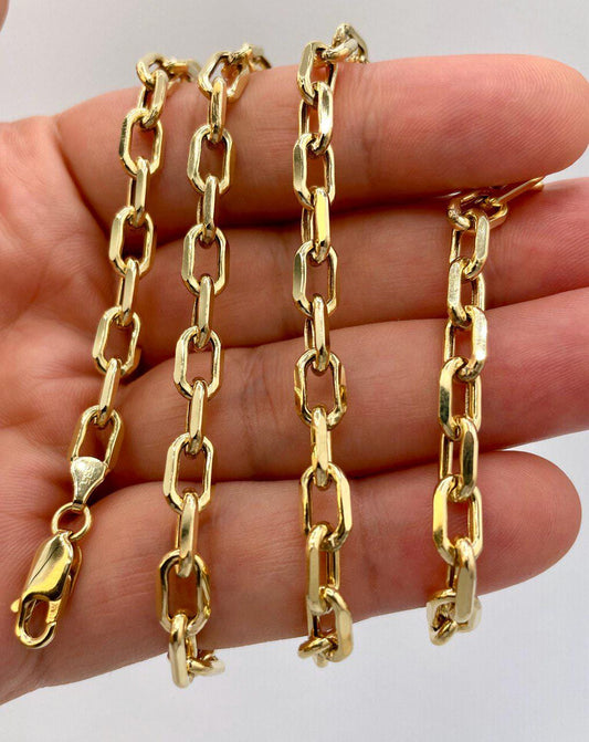 14K Solid Gold Cable Chain Necklace, Real 14K Gold Cable Link Diamond-cut Chain, 6MM Thick, Real 14K Gold Trending Chain for Men & Women!