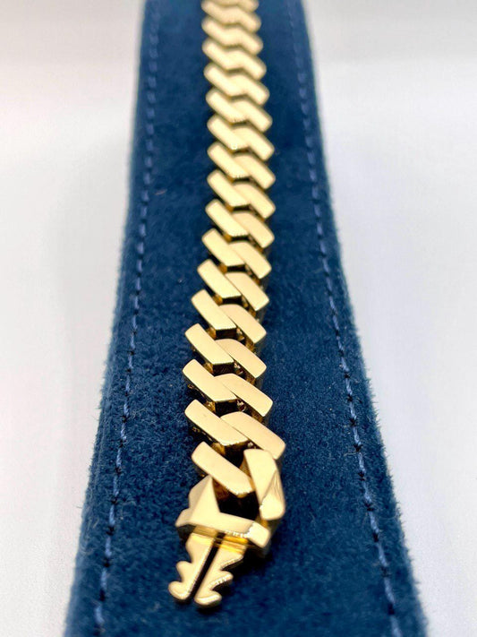 18K Solid Gold Miami Cuban Bracelet, Real 18K Yellow Gold Chunky Cuban Chain Link Bracelet,10MM Width, Real Gold Bracelet For Men & Women!