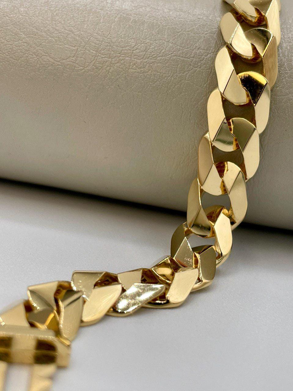 18K Solid Gold Miami Cuban Bracelet, Real 18K Yellow Gold Chunky Cuban Chain Link Bracelet,10.3MM Thick, Real Gold Bracelet For Men & Women!