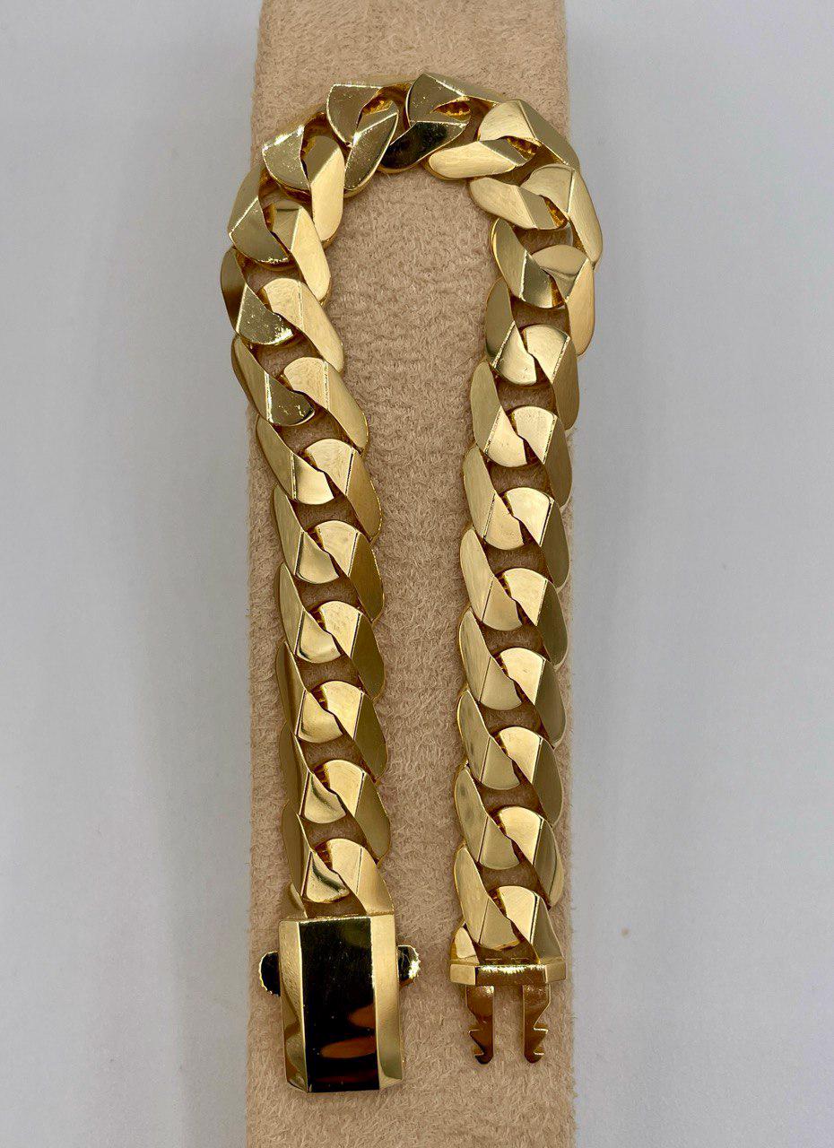 18K Solid Gold Miami Cuban Bracelet, Real 18K Yellow Gold Chunky Cuban Chain Link Bracelet,10.3MM Thick, Real Gold Bracelet For Men & Women!
