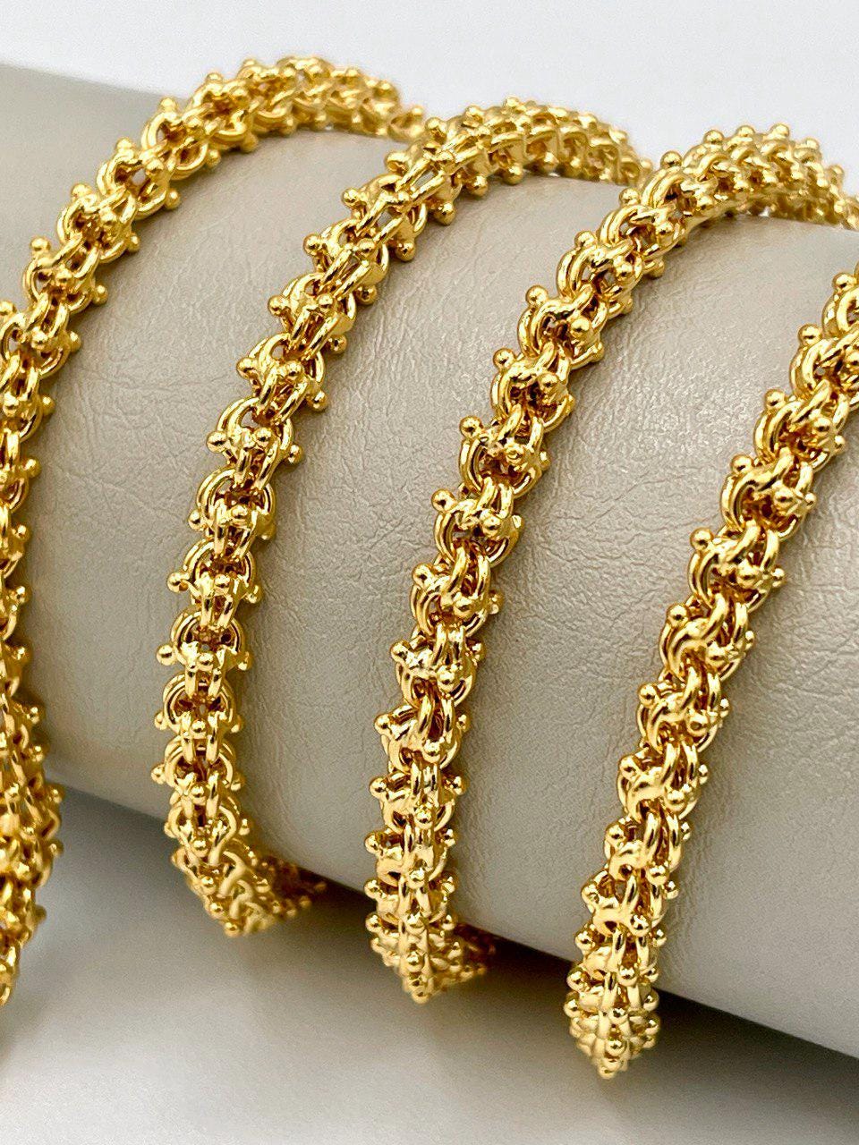14K Solid Gold Elegant Chain Necklace,Hand made Gold Elegant chain Wheat Necklace, 4.5mm _26" Real Gold Chain for Men & Women,Birthday Gift!