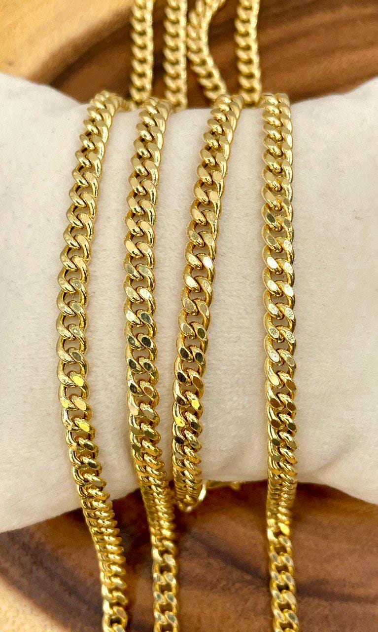 14K Solid Gold Curb Chain Necklace, Solid 14K Real Gold Curb Links Miami Cuban Chain for Men/Women, 5mm-thick Solid Gold Chain for Him/Her!