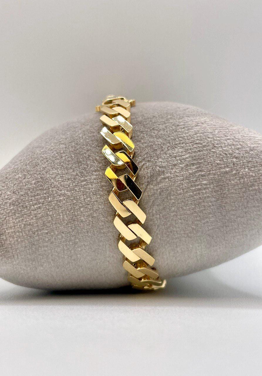 18K Solid Gold Miami Cuban Bracelet, Real 18K Yellow Gold Chunky Cuban Chain Link Bracelet, 7MM Thick, Real Gold Bracelet For Men & Women!