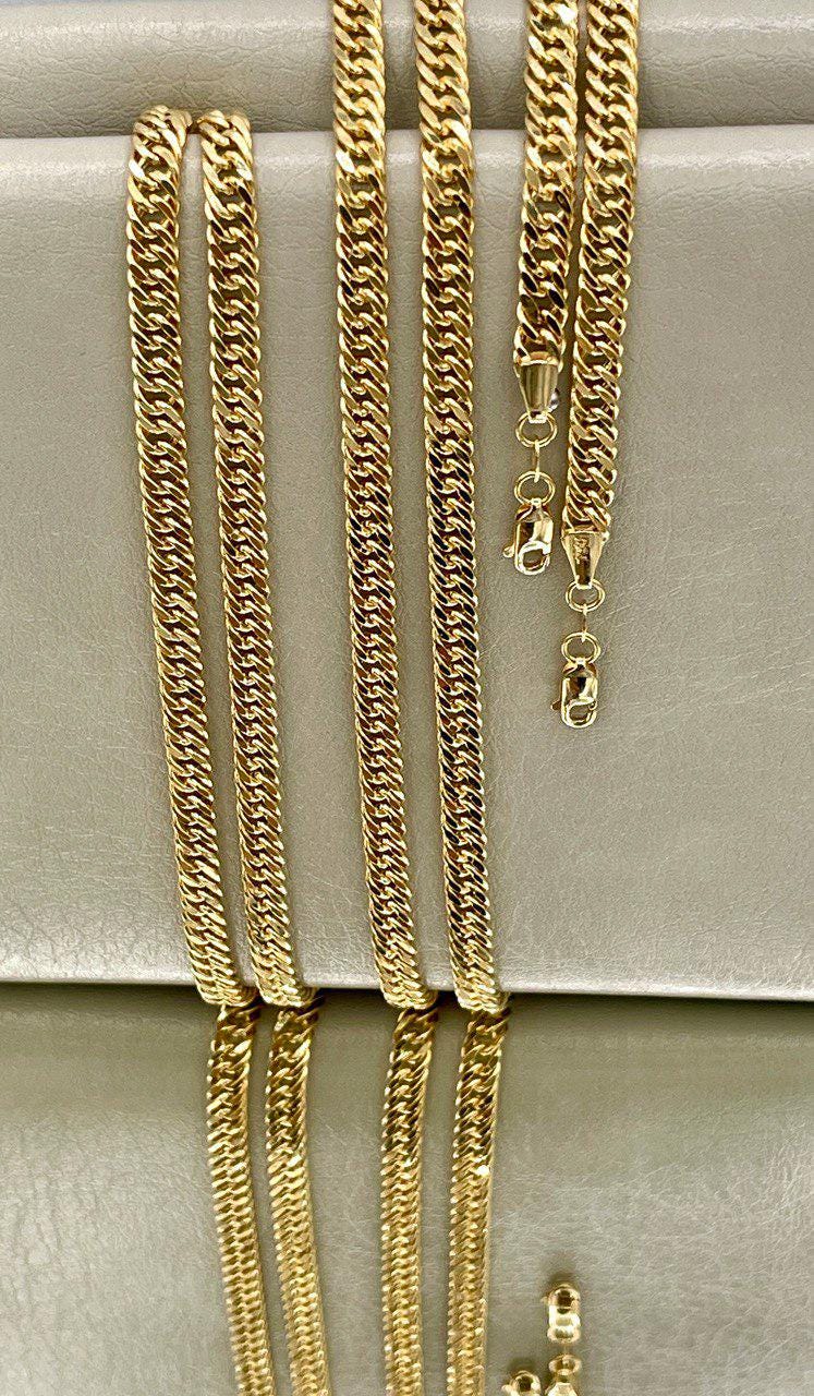 18K Solid Gold Curb Chain Necklace, Genuine 18K Gold Tight Curb Link Chain for men/Women, 4.30mm_20"-22", Real 18K Gold Chain for Him/Her!