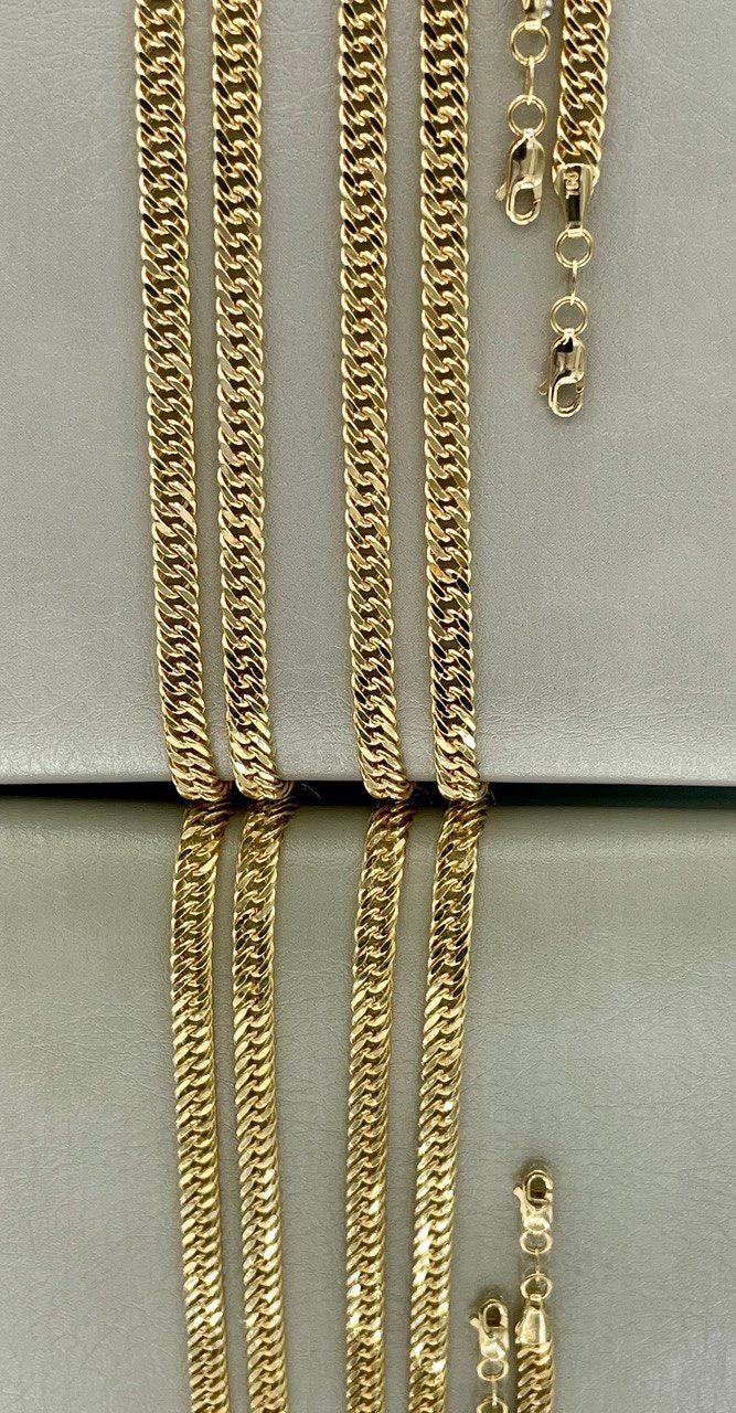 18K Solid Gold Curb Chain Necklace, Genuine 18K Gold Tight Curb Link Chain for men/Women, 4.30mm_20"-22", Real 18K Gold Chain for Him/Her!