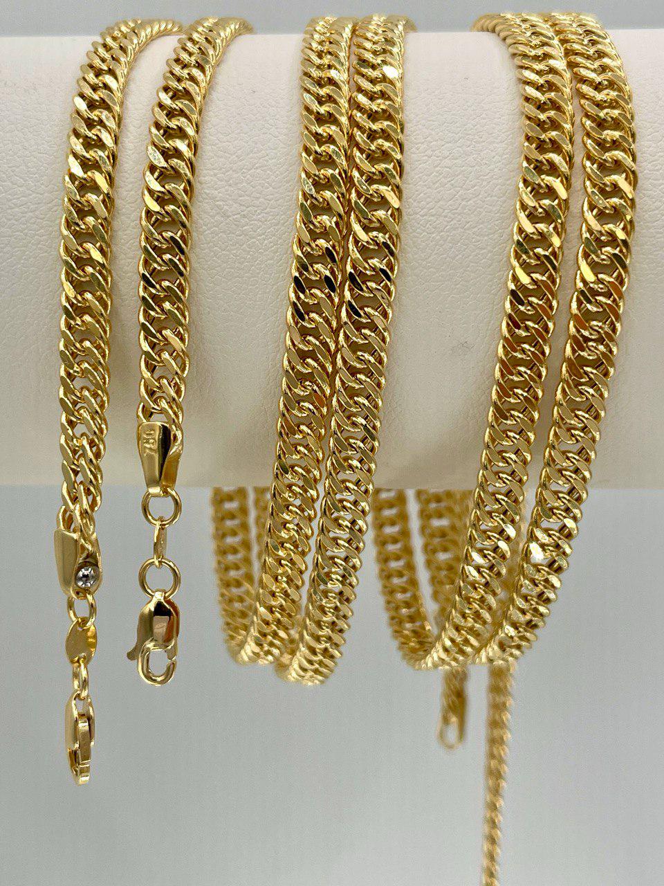 18K Solid Gold Curb Chain Necklace, Genuine 18K Gold Tight Curb Link Chain for men/Women, 4.30mm_20"-22", Real 18K Gold Chain for Him/Her!