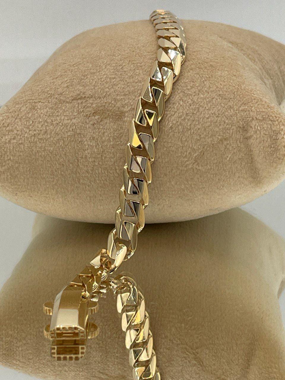 18K Solid Gold Miami Cuban Bracelet, Real 18K Yellow Gold Chunky Cuban Chain Link Bracelet,7 MM Thick, Real Gold Bracelet For Men & Women!